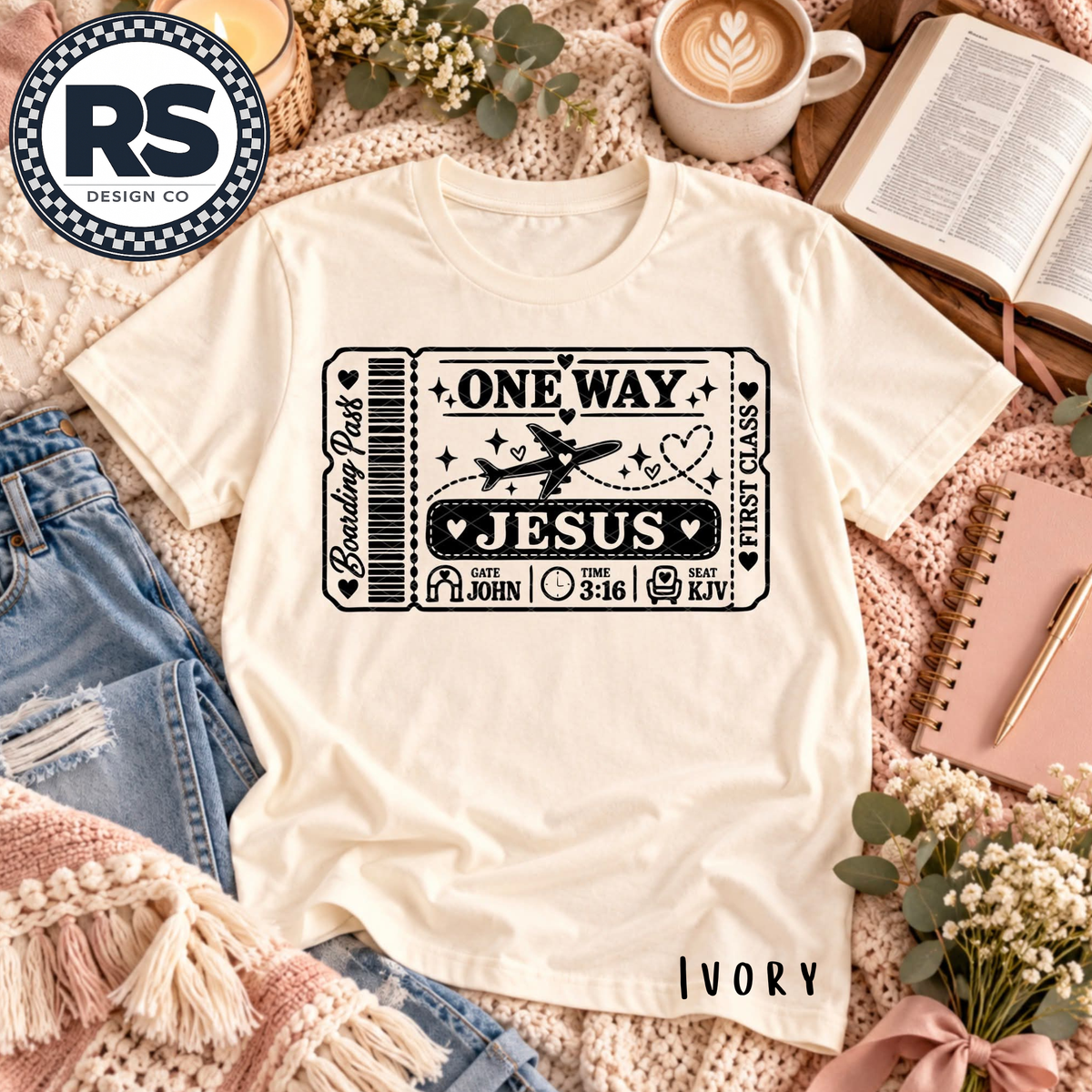 One Way Ticket to Jesus (Black Logo)