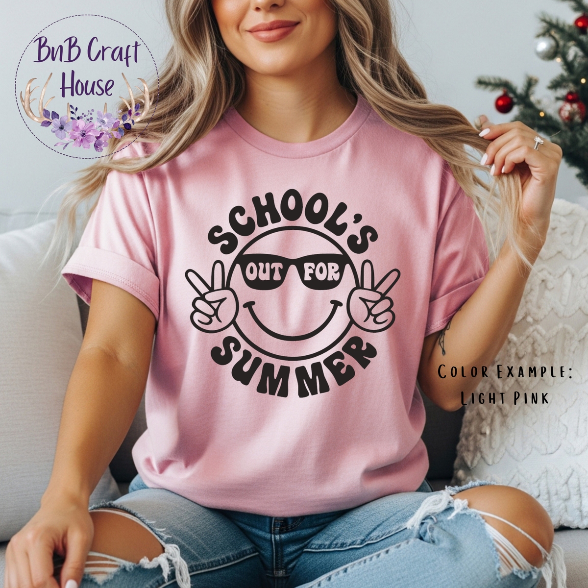 School’s Out for Summer Smiley (Light Pink)