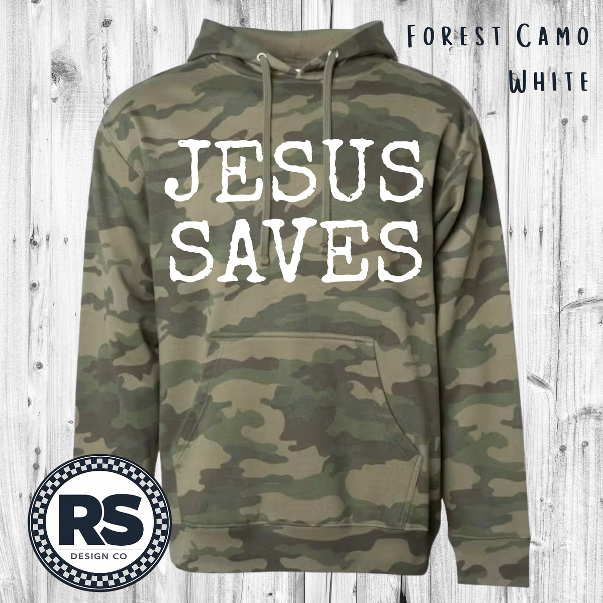 Jesus Saves - Forest Camo - Hoodie