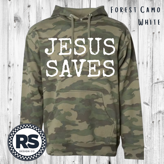 Jesus Saves - Forest Camo - Hoodie